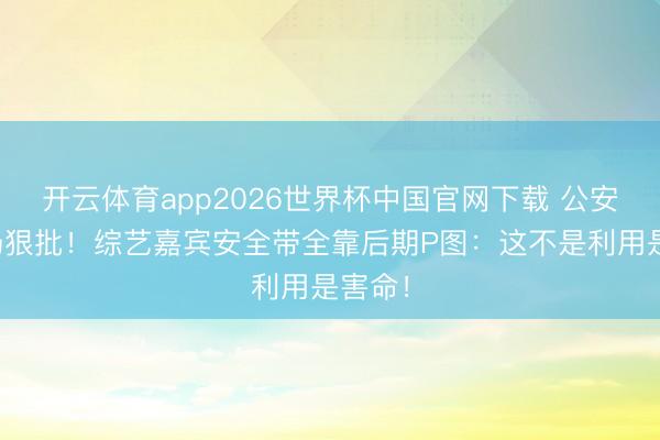 开云体育app2026世界杯中国官网下载 公安辖下场狠批！综艺嘉宾安全带全靠后期P图：这不是利用是害命！
