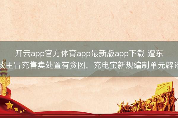 开云app官方体育app最新版app下载 遭东谈主冒充售卖处置有贪图,充电宝新规编制单元辟谣